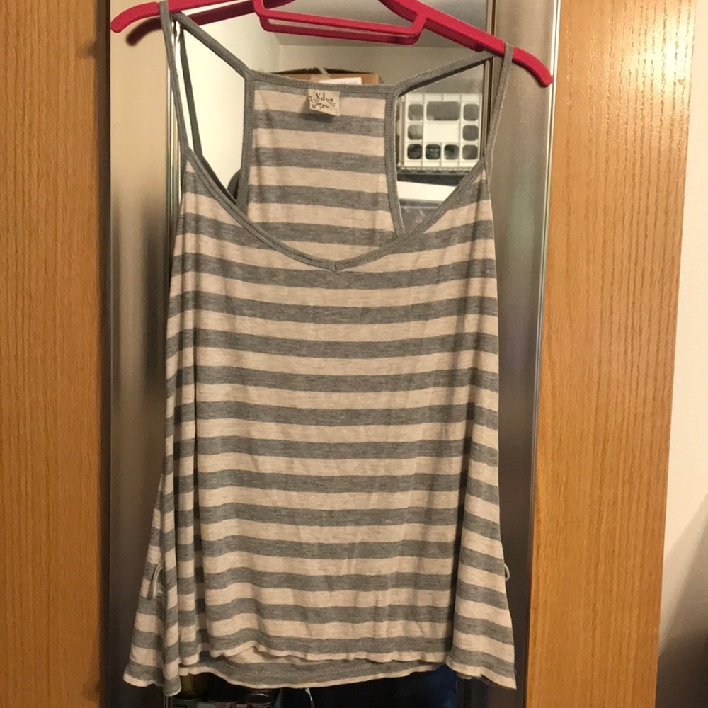 X dye grey and cream color striped tank top